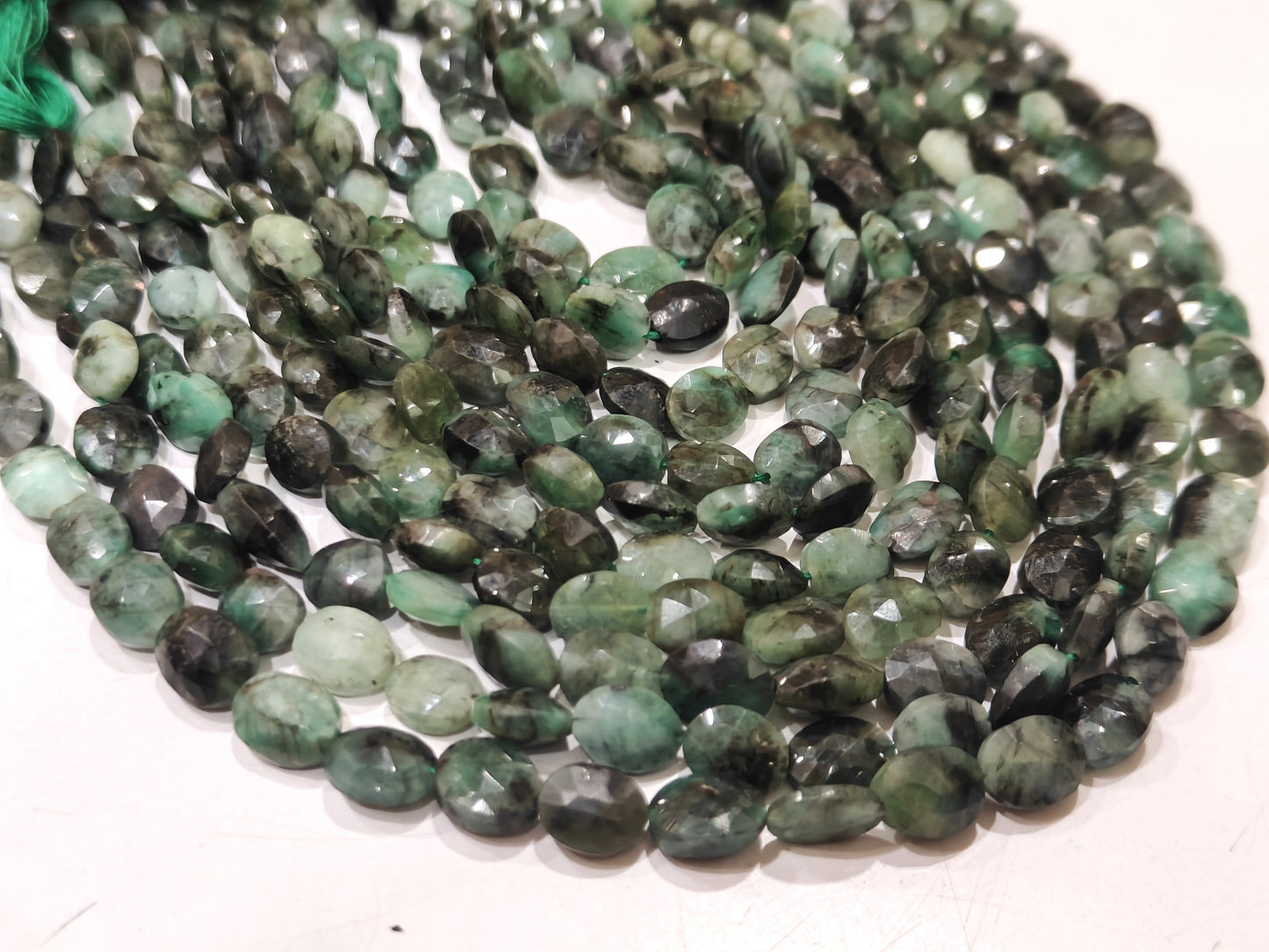 Natural Emerald Oval Faceted Briolette 8-9mm Beads Mani Shape Gemstone Beads sold per Strand 12 Inches Long