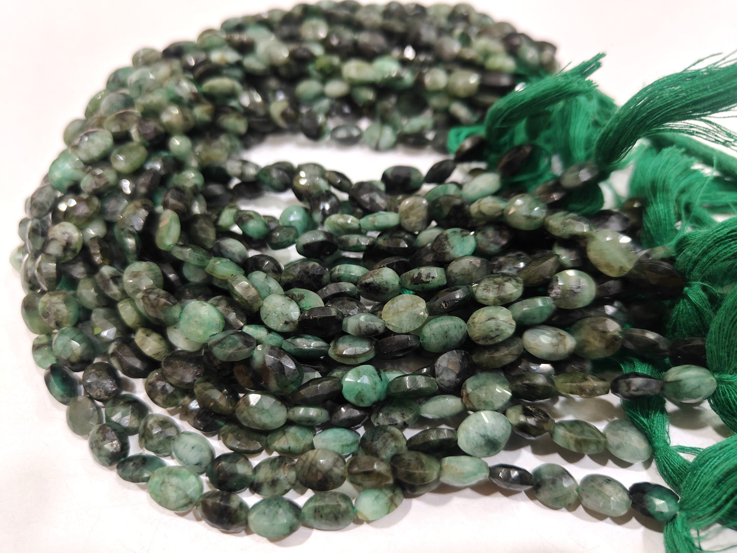 Natural Emerald Oval Faceted Briolette 8-9mm Beads Mani Shape Gemstone Beads sold per Strand 12 Inches Long