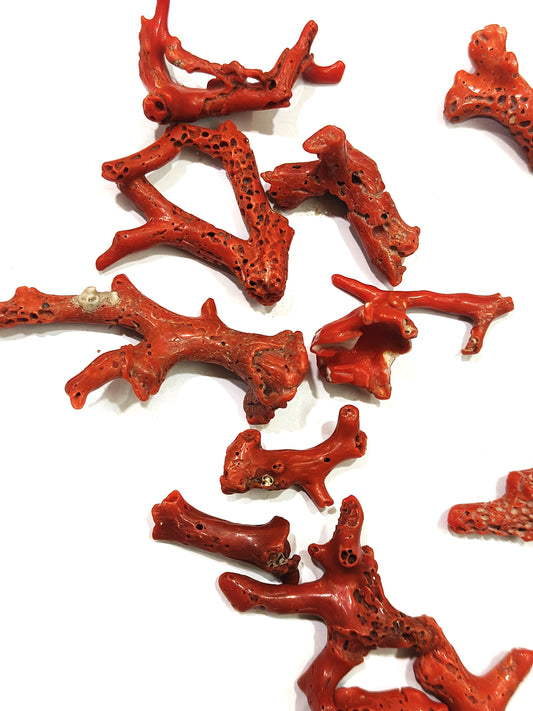 Natural Italian Coral Branch Gemstone Nuggets (2-3 Inches) – Red Free Shape Big & Thick Pieces