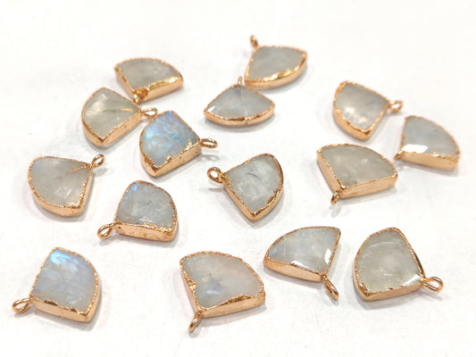 Natural White Rainbow Moonstone 18 to 20mm Bezel connector charms Sold Per Piece