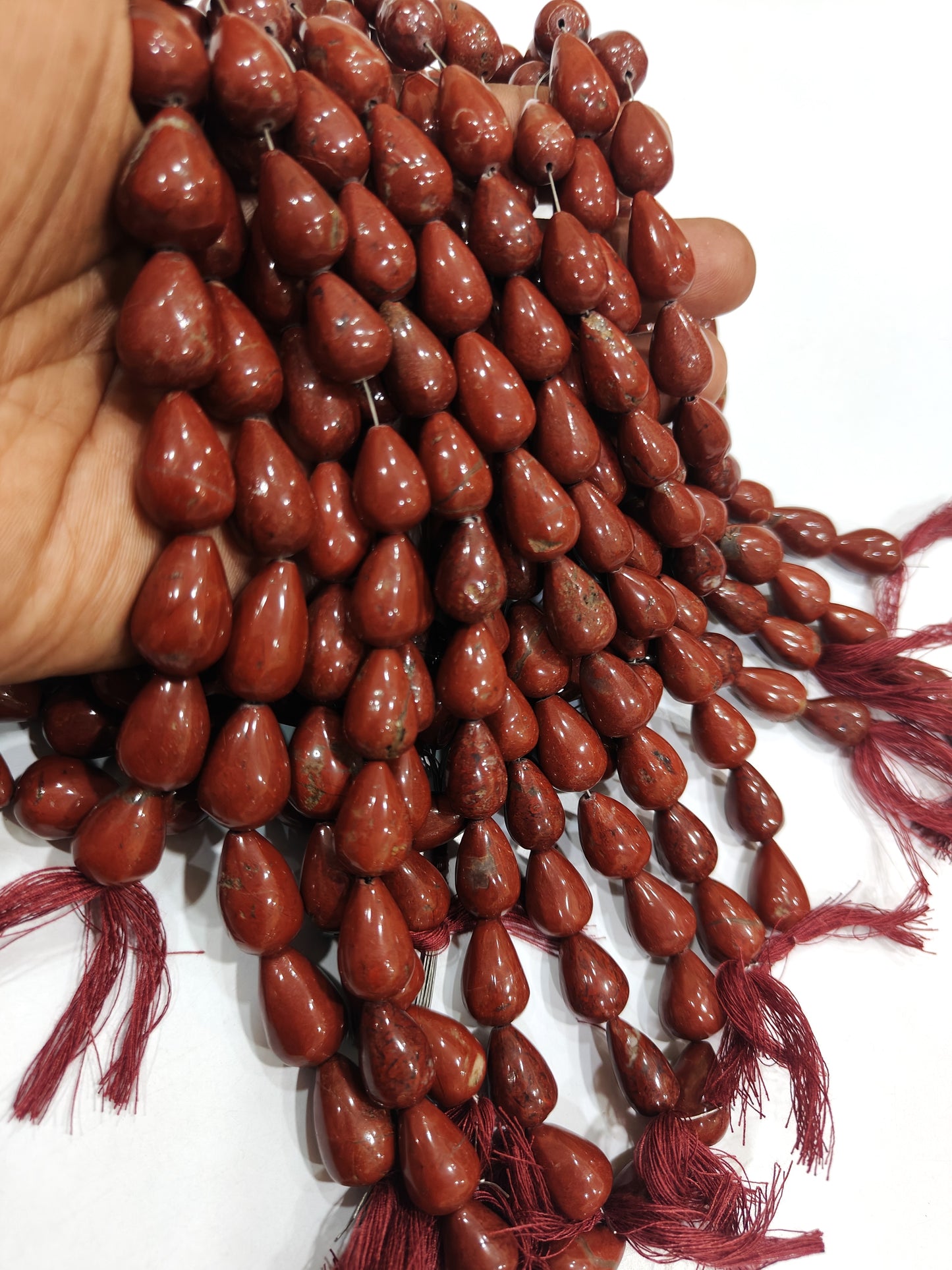 Natural Red Jasper Teardrop Plain Smooth 10x15mm Approximately Sold Per Strand 8 Inches
