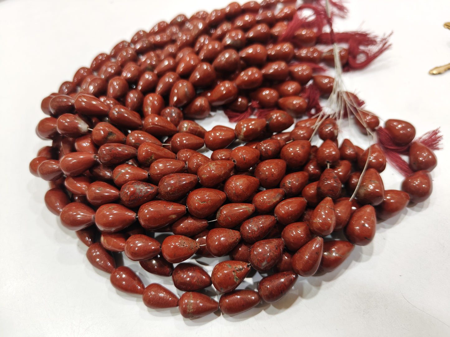Natural Red Jasper Teardrop Plain Smooth 10x15mm Approximately Sold Per Strand 8 Inches