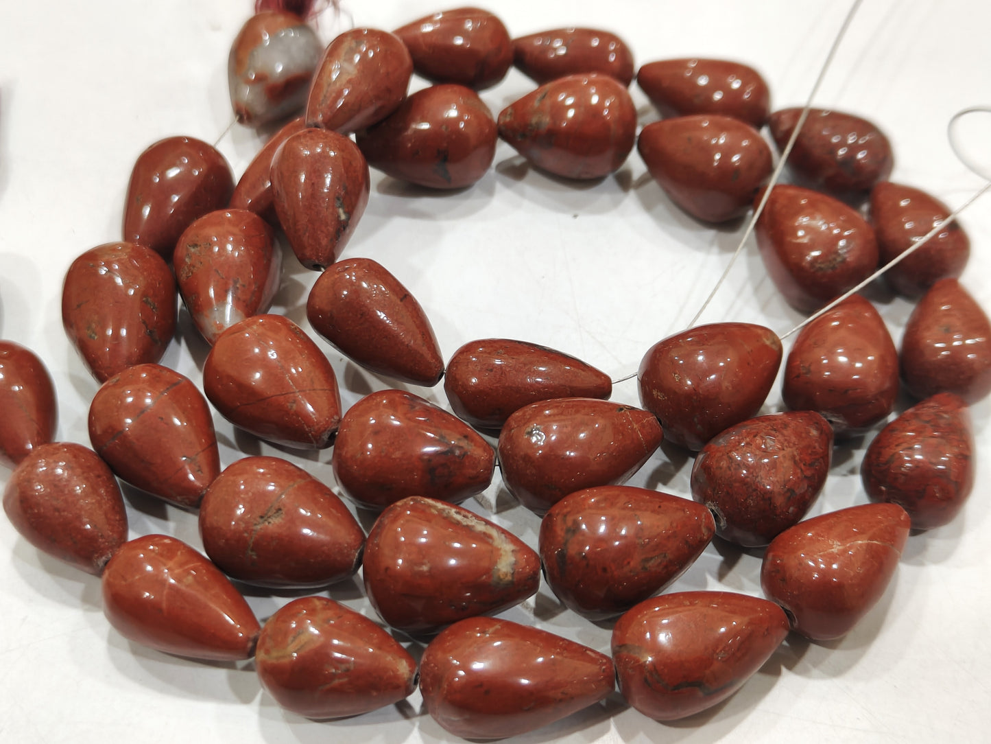Natural Red Jasper Teardrop Plain Smooth 10x15mm Approximately Sold Per Strand 8 Inches
