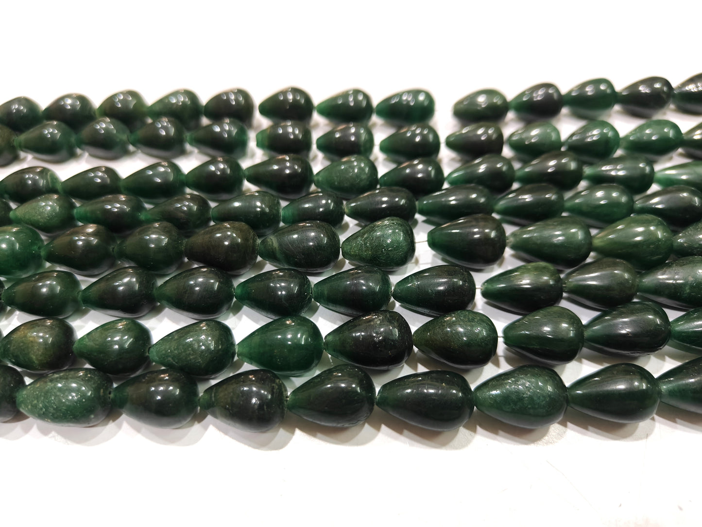 Natural Green Jade Teardrop Plain Smooth 10x15mm Approximately Sold Per Strand 8 Inches