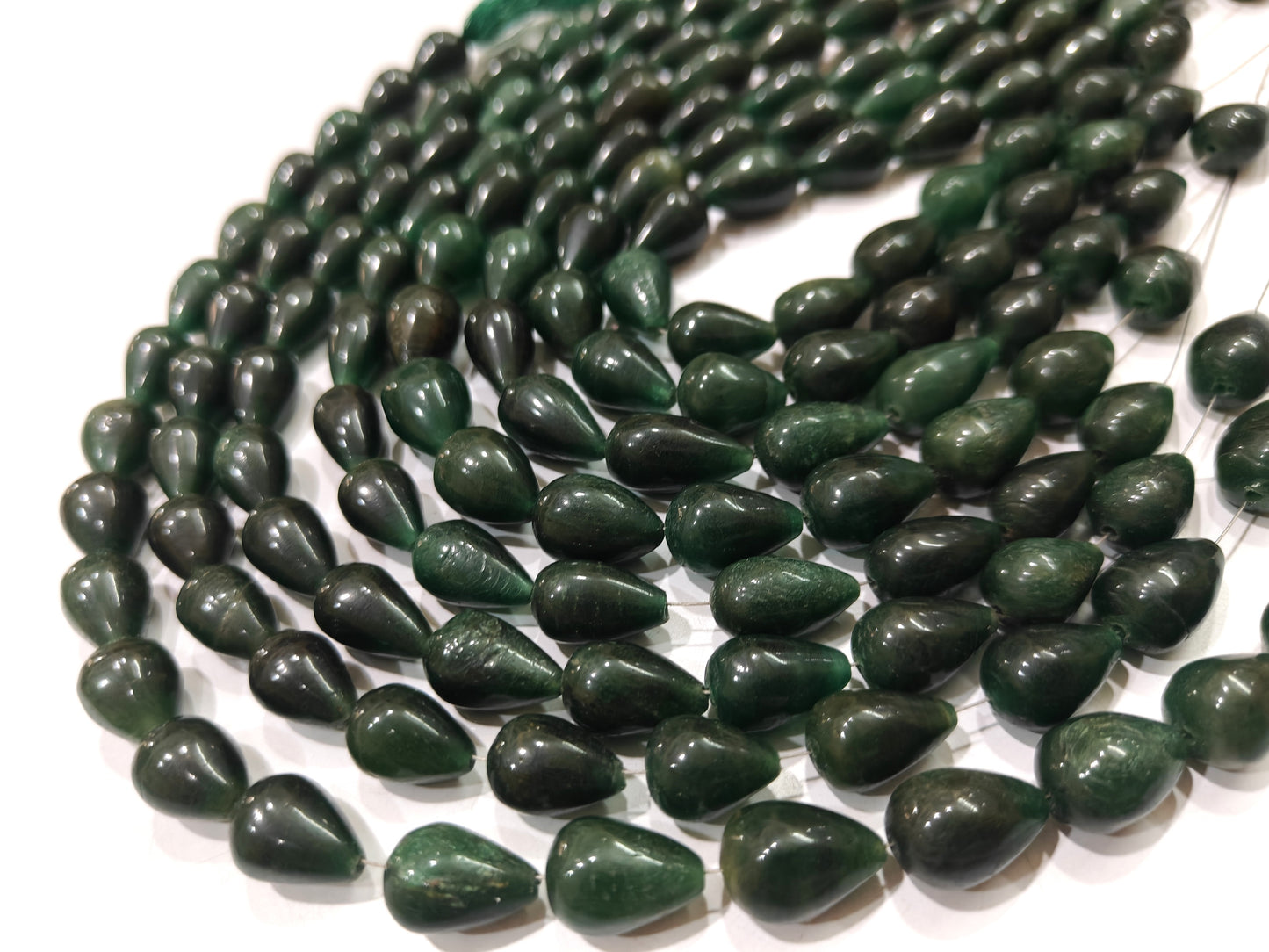 Natural Green Jade Teardrop Plain Smooth 10x15mm Approximately Sold Per Strand 8 Inches