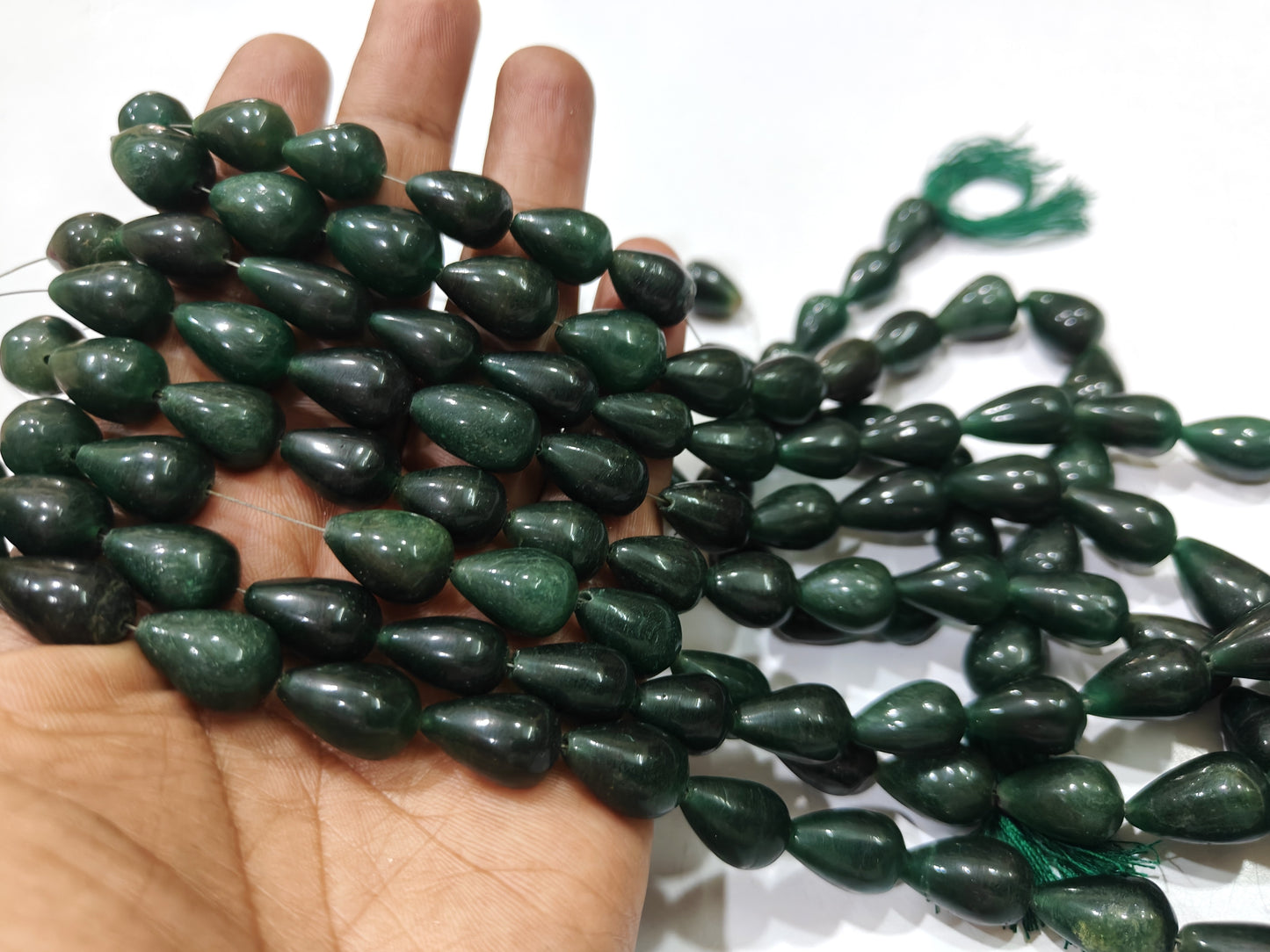 Natural Green Jade Teardrop Plain Smooth 10x15mm Approximately Sold Per Strand 8 Inches