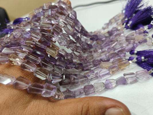 Natural Multi Fluorite Briolette Faceted 8to12mm Nugget Tumbled Shape Beads 8 inches Long