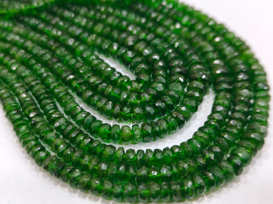 Natural Chrome diopside Rondelle Faceted 3-4mm Beads Sold Per Strand 8 Inches Long