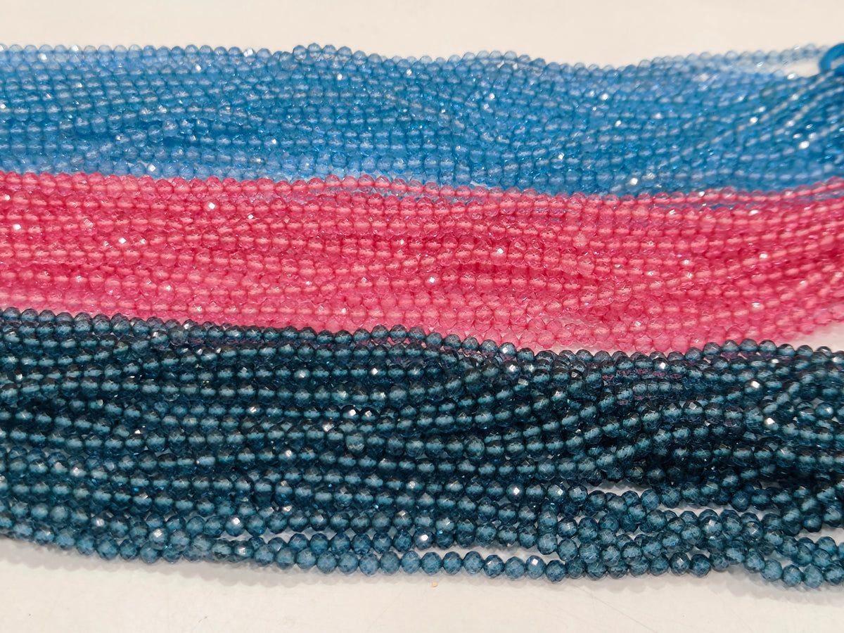 Natural Topaz Beads 4mm Round Faceted Sold Per Strand 13 inch long CHOOSE THE COLOR Pink Topaz London Blue Topaz Swiss Blue Topaz