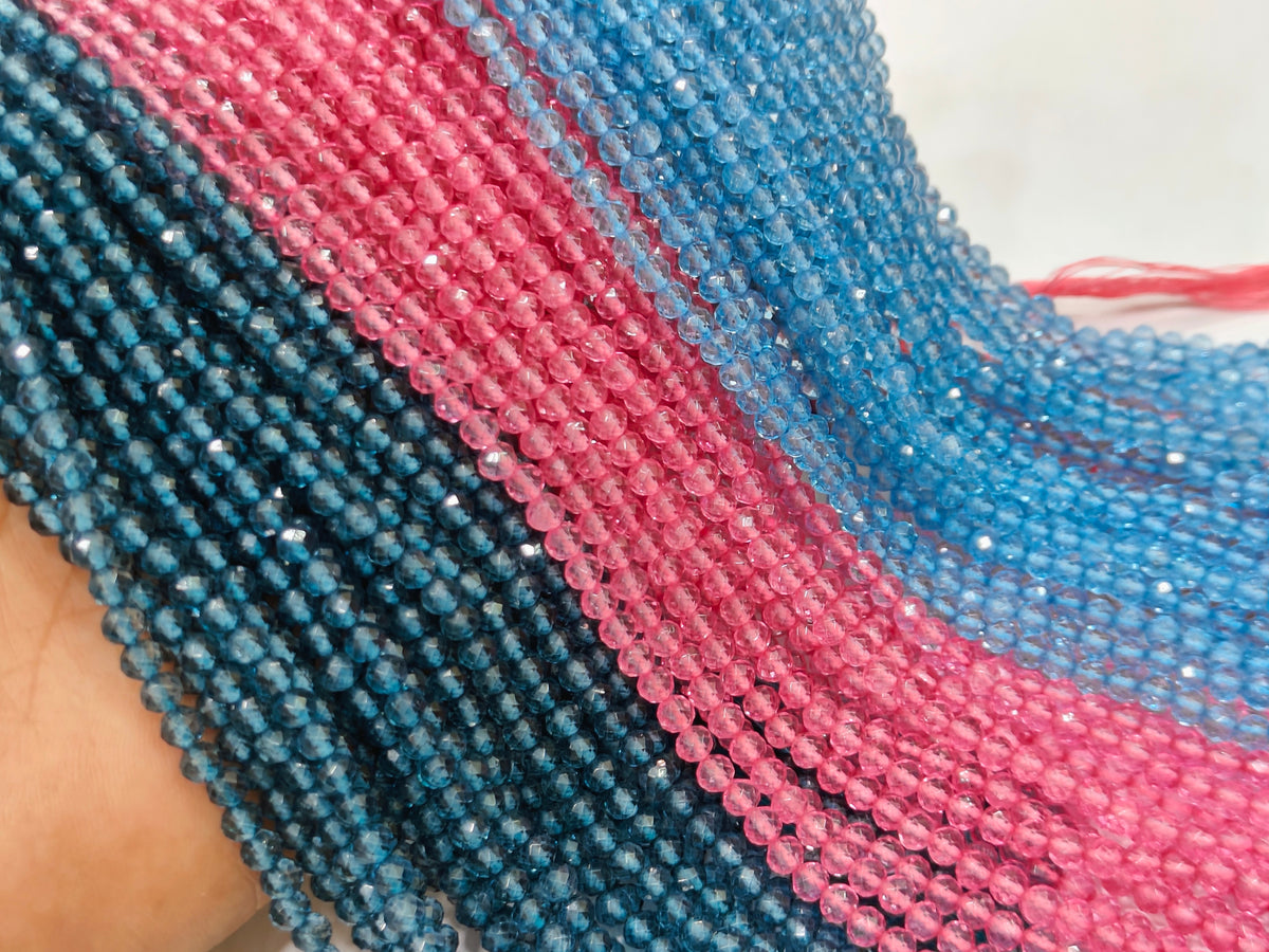 Natural Topaz Beads 4mm Round Faceted Sold Per Strand 13 inch long CHOOSE THE COLOR Pink Topaz London Blue Topaz Swiss Blue Topaz