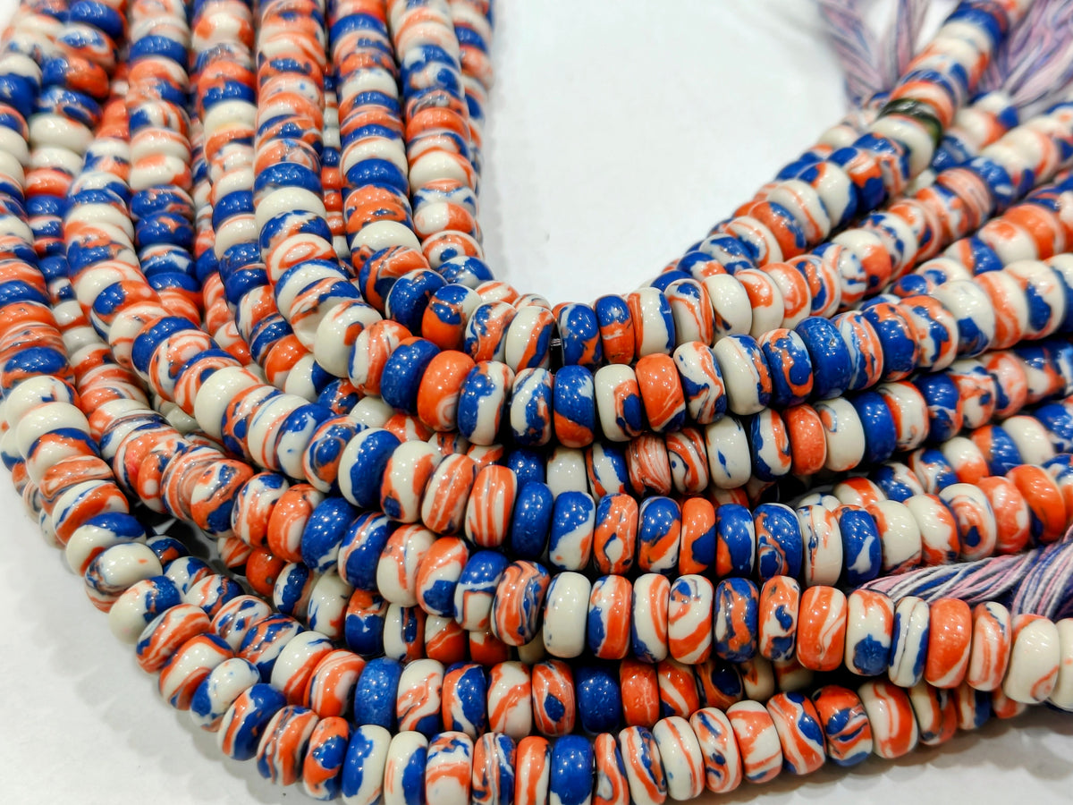 Fordite Agate Multi Color Gemstone Rondelle Plain Smooth Beads Sold per Strand 8 inches Long