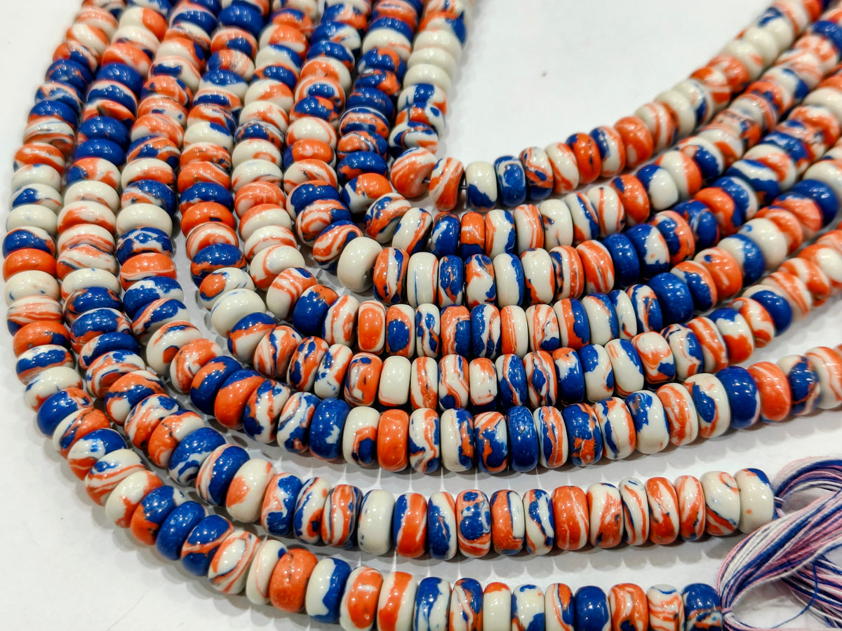 Fordite Agate Multi Color Gemstone Rondelle Plain Smooth Beads Sold per Strand 8 inches Long