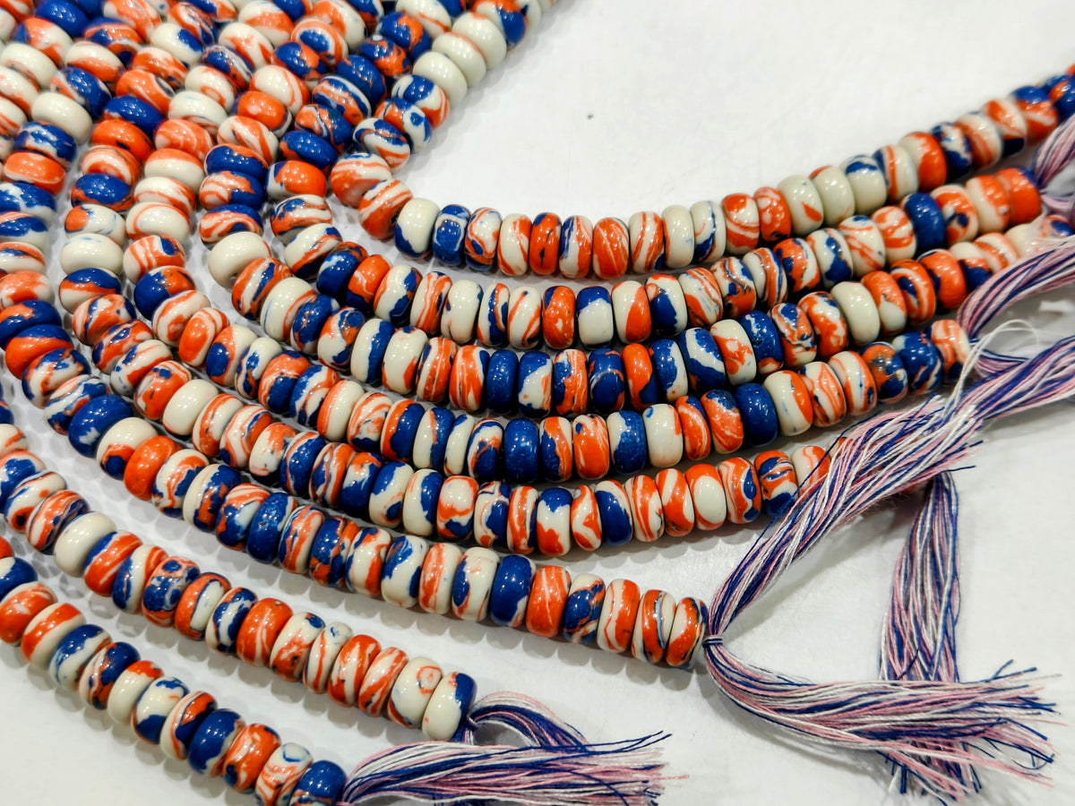 Fordite Agate Multi Color Gemstone Rondelle Plain Smooth Beads Sold per Strand 8 inches Long
