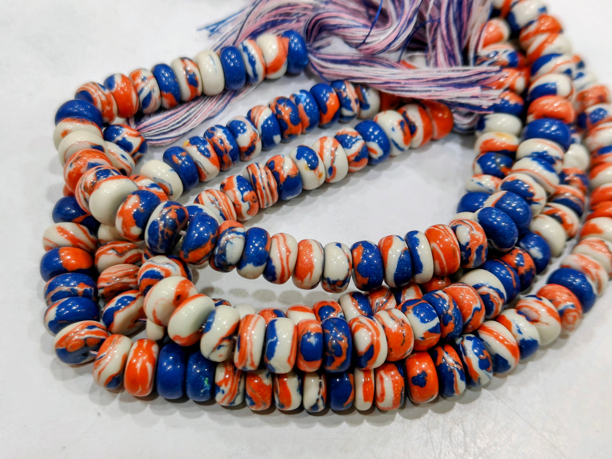Fordite Agate Multi Color Gemstone Rondelle Plain Smooth Beads Sold per Strand 8 inches Long