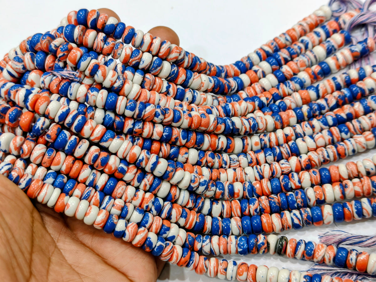 Fordite Agate Multi Color Gemstone Rondelle Plain Smooth Beads Sold per Strand 8 inches Long