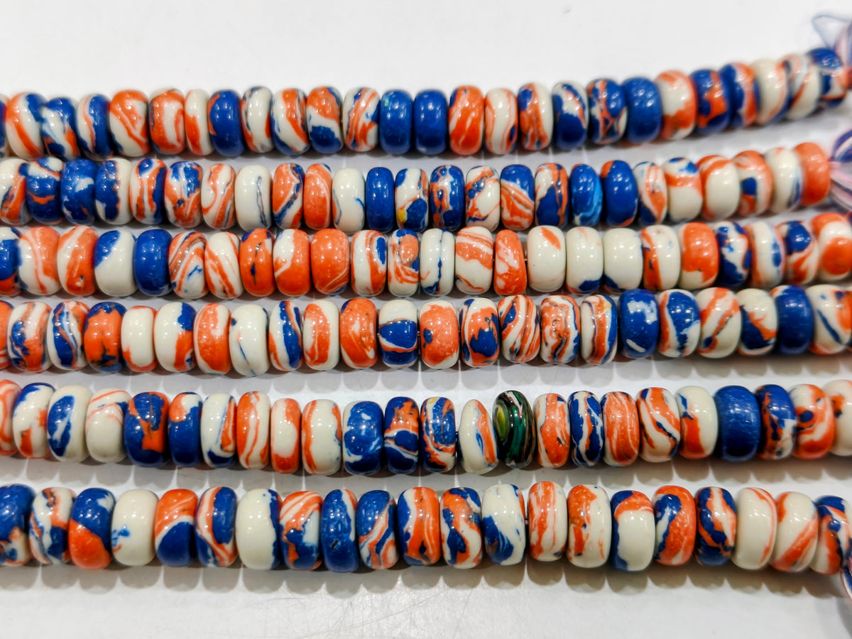 Fordite Agate Multi Color Gemstone Rondelle Plain Smooth Beads Sold per Strand 8 inches Long