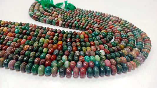 Natural Multi Color Stone Rondelle Plain Smooth 8mm Gemstone Beads Sold Per Strand 8 Inches