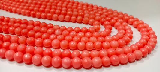 Natural Pink Coral Round Ball Shape Plain Smooth 5mm Beads Strand 16 Inches Long