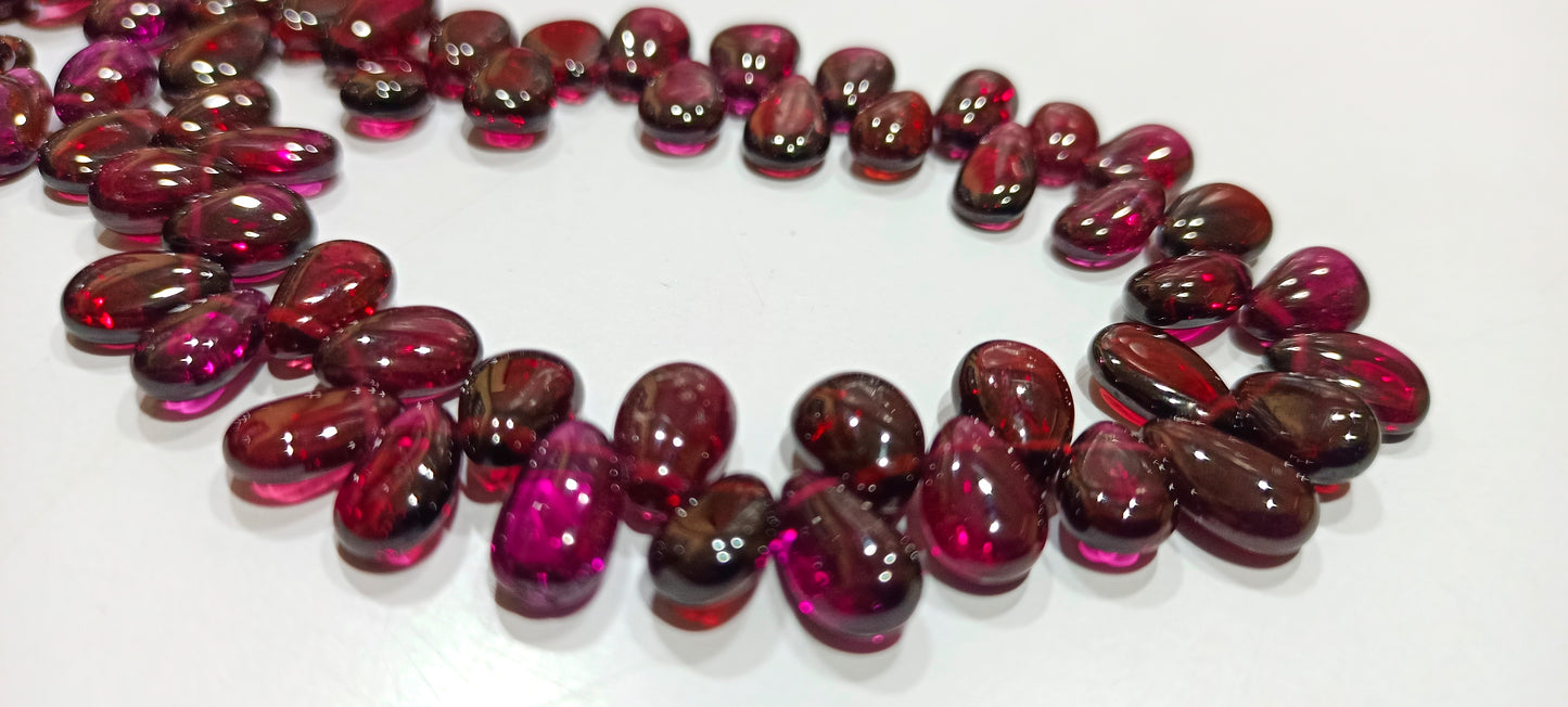 Natural Rhodonite Garnet 4 to 7mm Pear Shape Smooth Beads Sold Per Strand 8 Inches