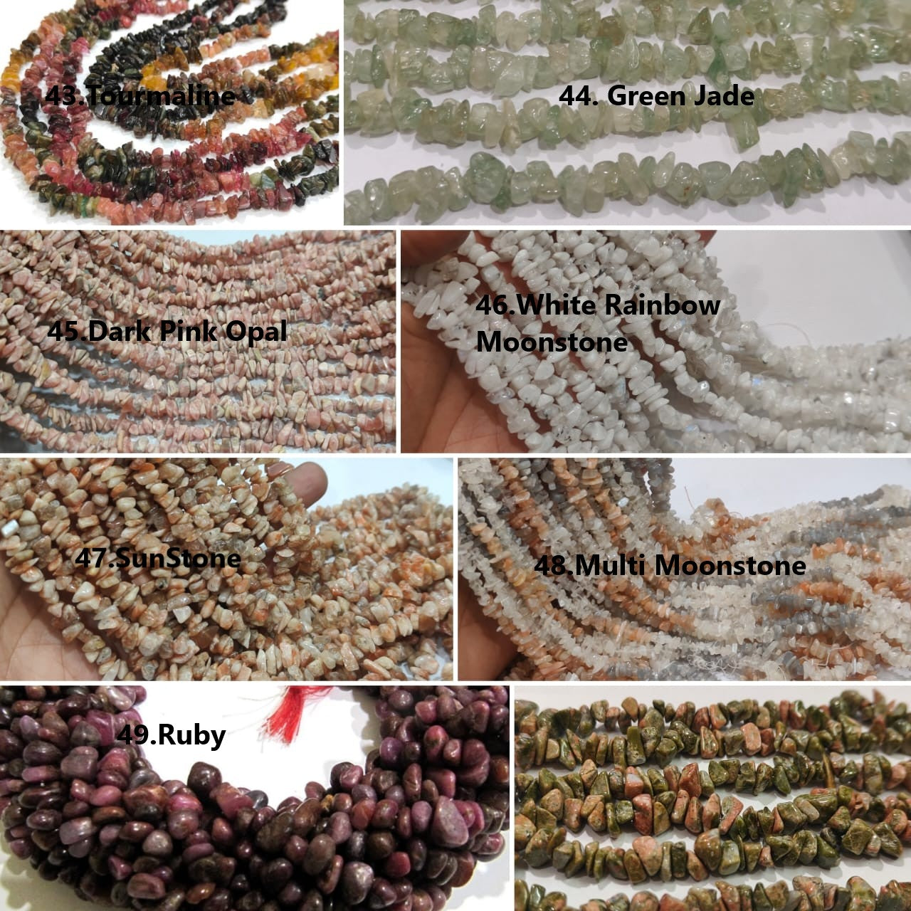 Natural Gemstones Irregular Chip Gravel Uncut Smooth Nugget 4 To 8mm Beads Sold Per Strand 34 Inches Long
