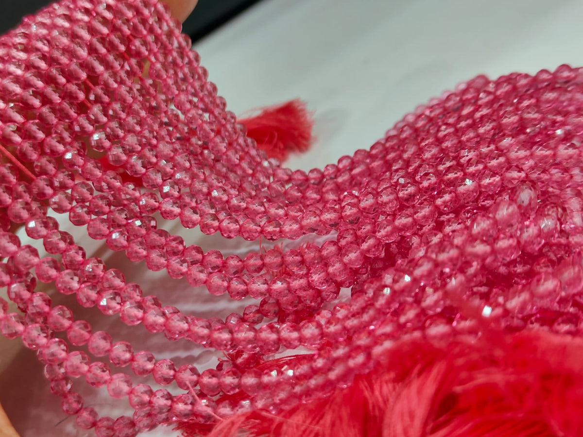 Natural Pink Topaz Beads 4mm Round Faceted Sold Per Strand 13 inch long