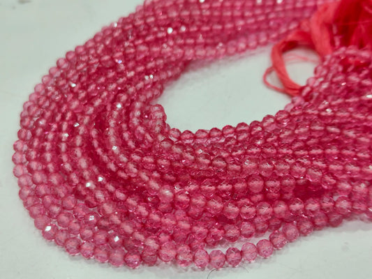 Natural Pink Topaz Beads 4mm Round Faceted Sold Per Strand 13 inch long