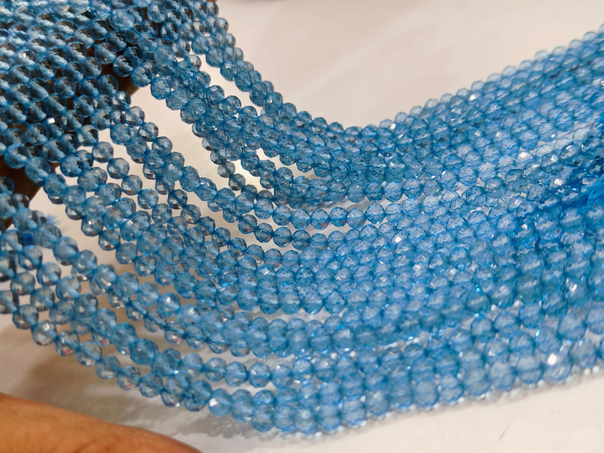 Natural Topaz Beads 4mm Round Faceted Sold Per Strand 13 inch long CHOOSE THE COLOR Pink Topaz London Blue Topaz Swiss Blue Topaz