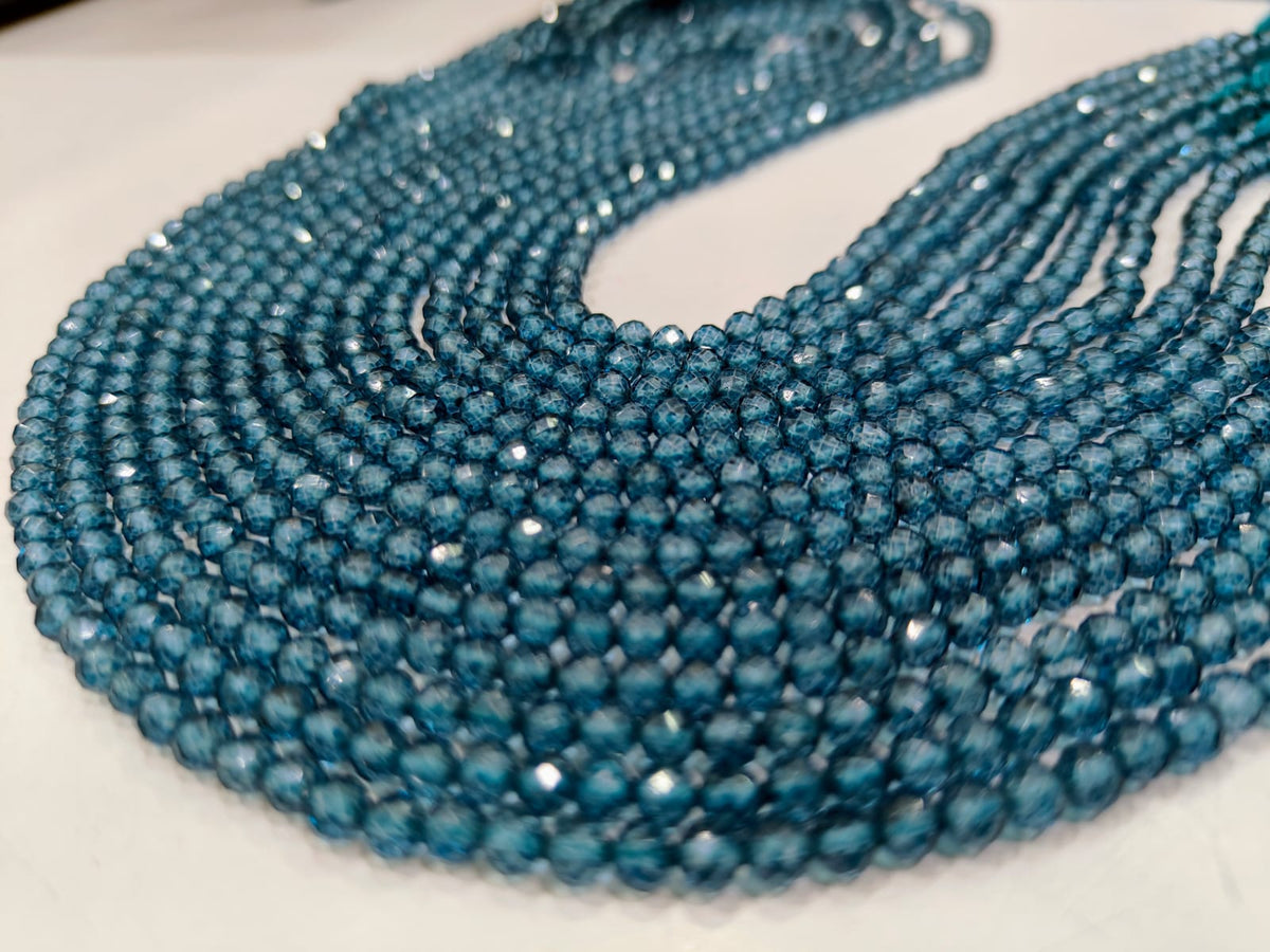 Natural Topaz Beads 4mm Round Faceted Sold Per Strand 13 inch long CHOOSE THE COLOR Pink Topaz London Blue Topaz Swiss Blue Topaz