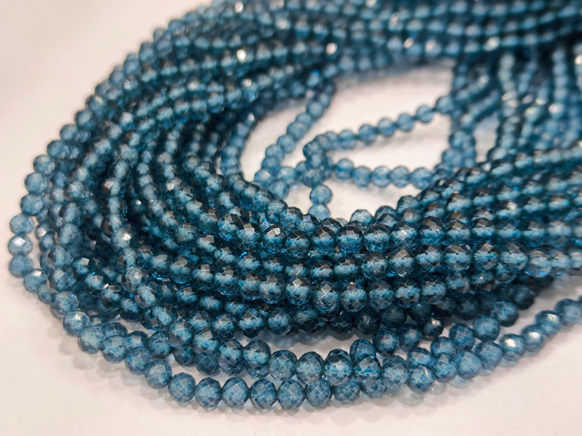 Natural Topaz Beads 4mm Round Faceted Sold Per Strand 13 inch long CHOOSE THE COLOR Pink Topaz London Blue Topaz Swiss Blue Topaz