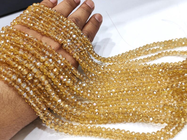 Citrine Hydro Quartz AB Mystic Coated Rondelle Faceted 6mm Beads Strand 15 inches