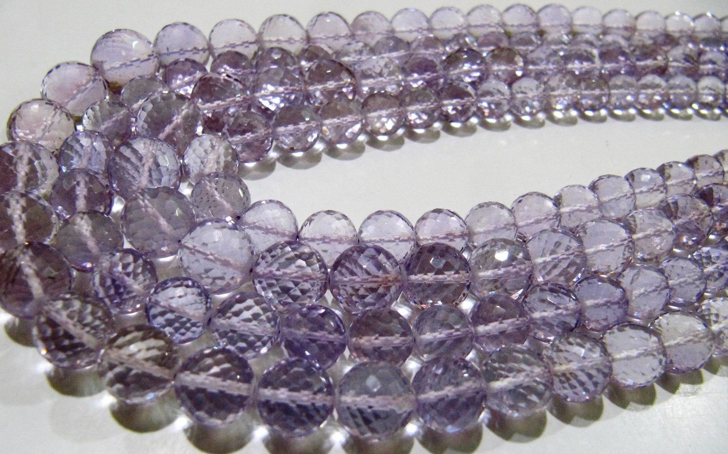 Natural Pink Amethyst Round Faceted Beads 9 to 10mm Graduated best Quality Beads Strand 8 inches Long