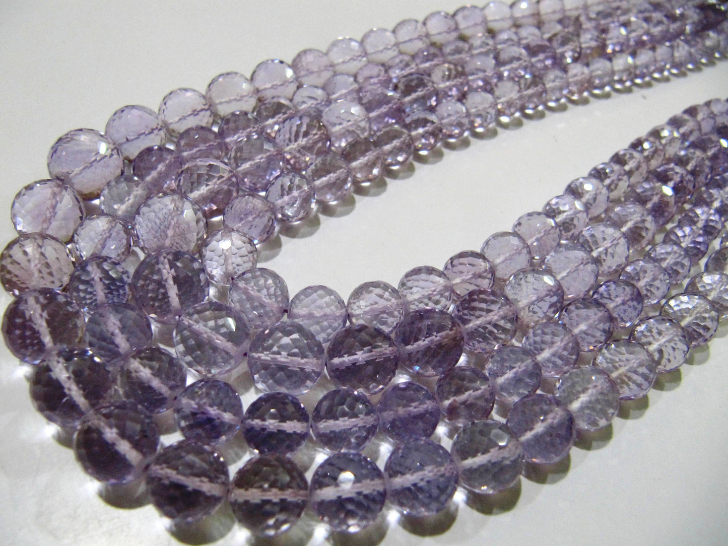 Natural Pink Amethyst Round Faceted Beads 9 to 10mm Graduated best Quality Beads Strand 8 inches Long