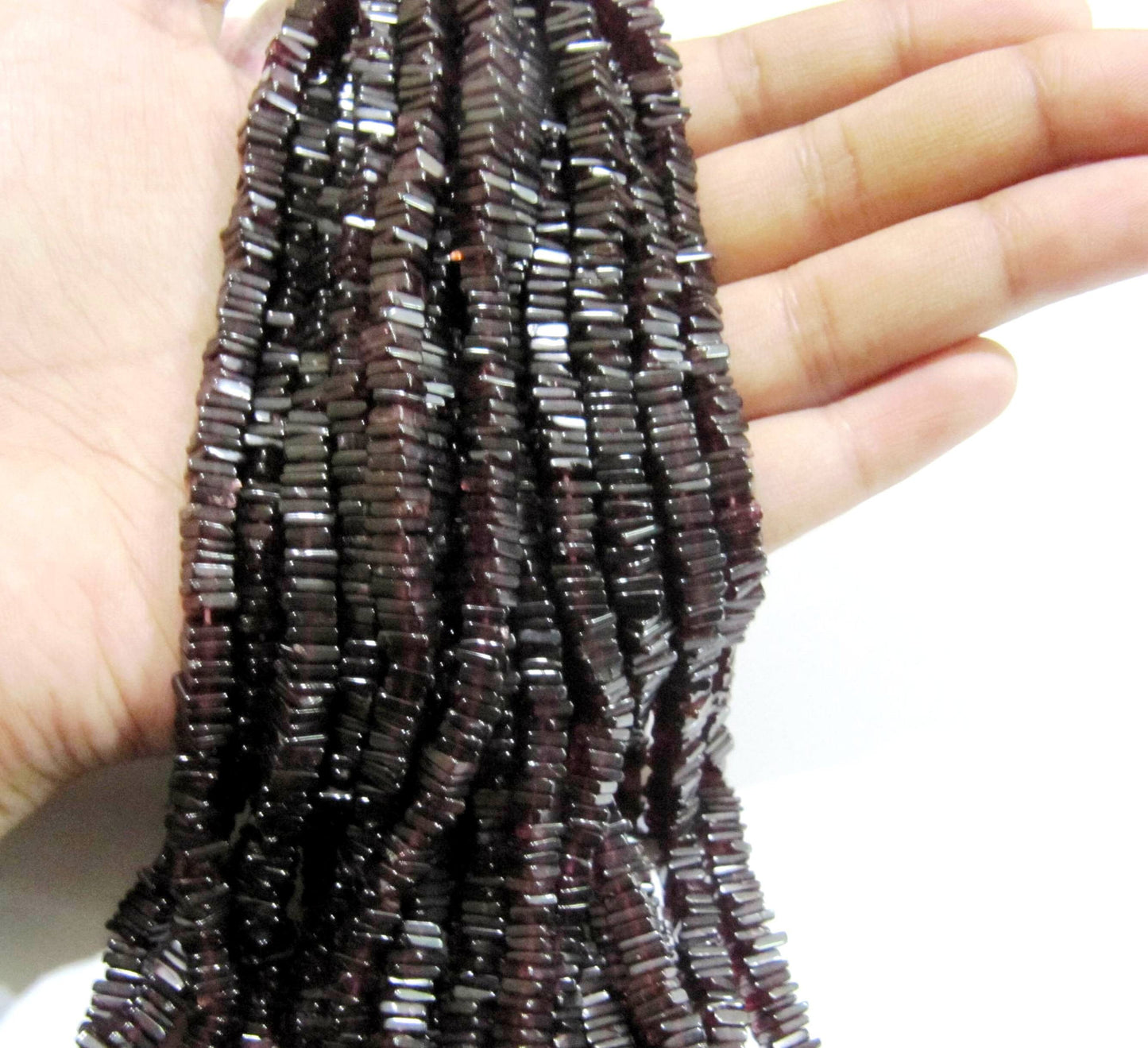 Natural Garnet Gemstone Heishi Cut Square Shape Beads 4-5mm Gemstone Beads Strand 8 inch Long