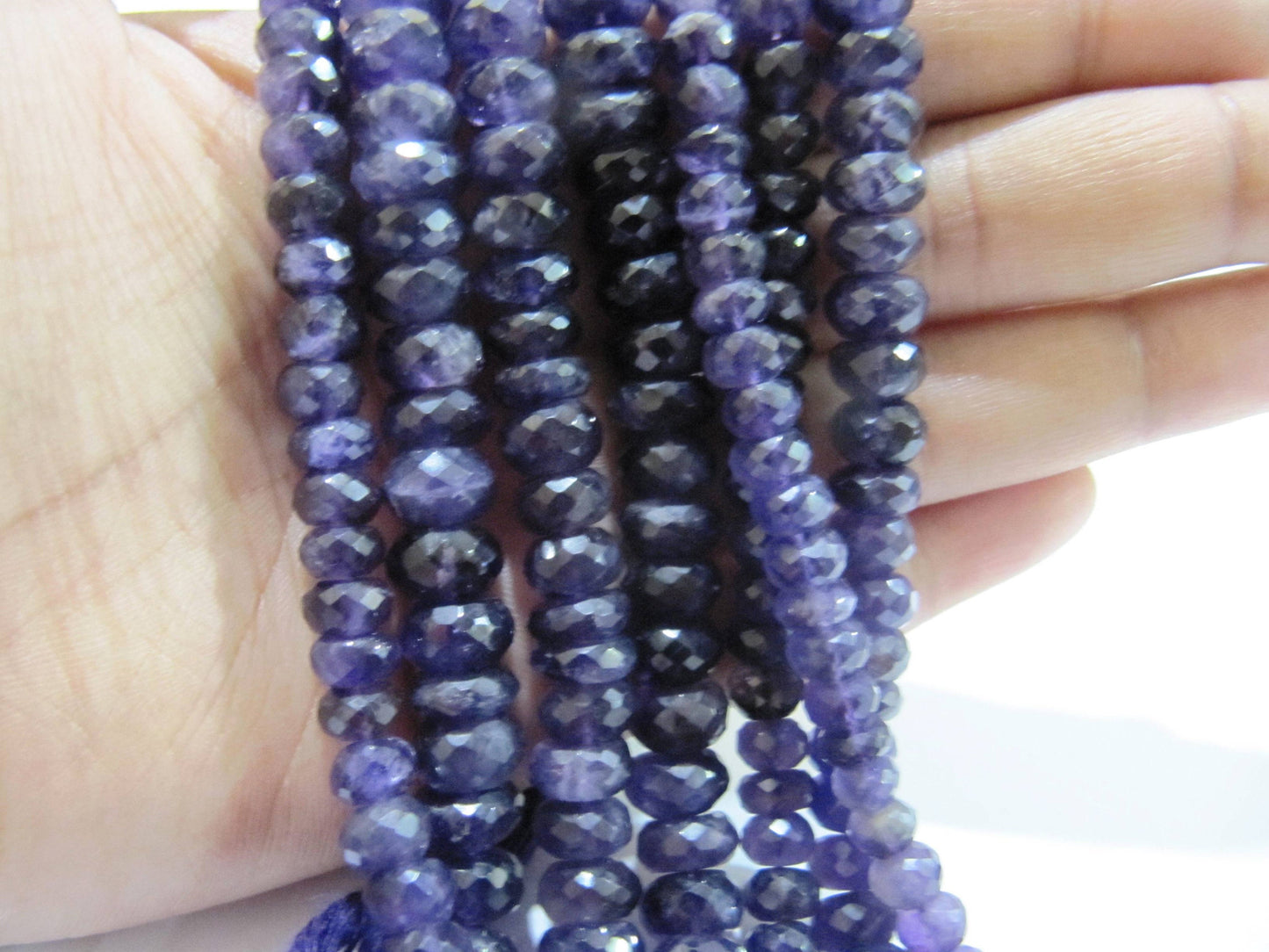 Natural Amethyst Gemstones Rondelle Faceted Beads 7-8mm Strand 9 inches long Wholesale Prices