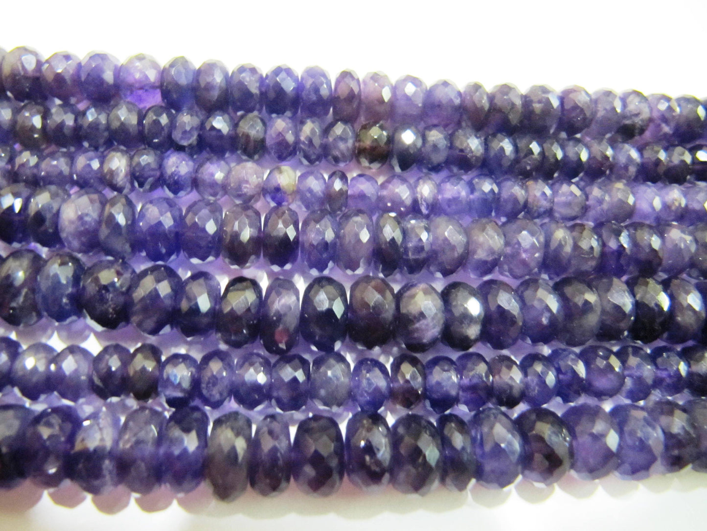 Natural Amethyst Gemstones Rondelle Faceted Beads 7-8mm Strand 9 inches long Wholesale Prices