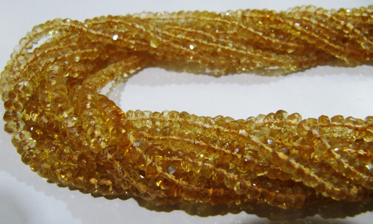 Natural Citrine Rondelle Faceted 3-4mm Beads Strand 13 inch long Gemstone Very Good Quality beads Wholesale Prices