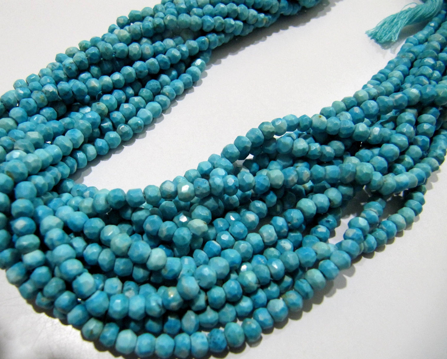 Natural Turquiose  Rondelle Faceted 4mm Beads Strand 13 inches long Magnesite Gemstone Very Good Quality beads Wholesale Prices