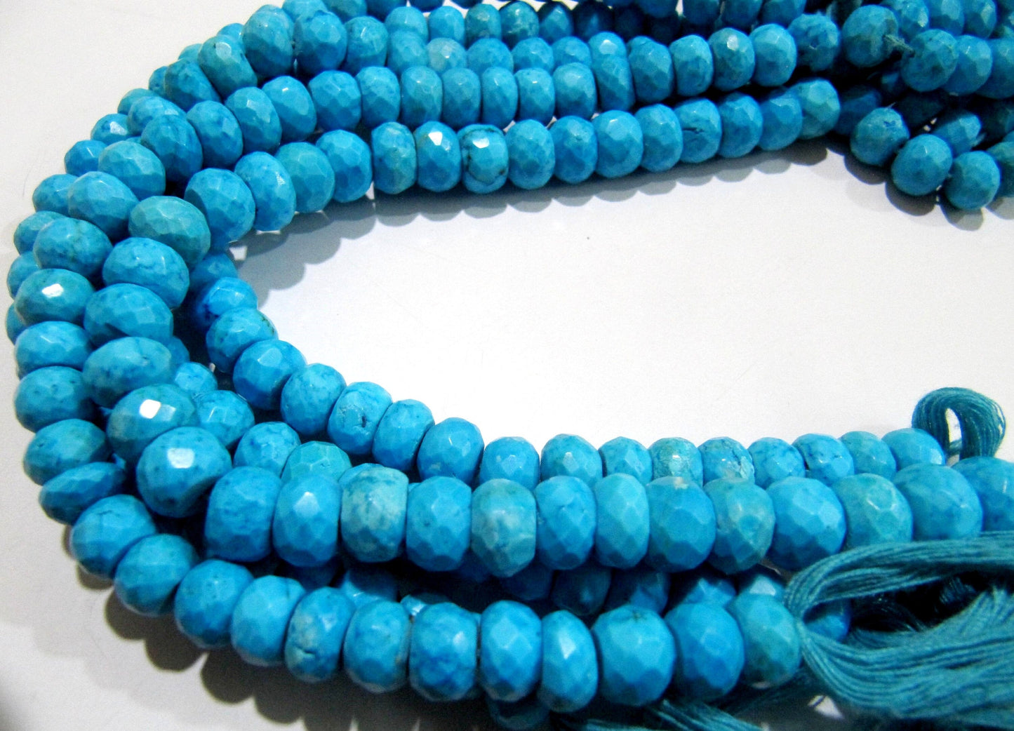 Natural Turquoise  Rondelle Faceted 7-8mm Beads Strand 8 inch long Magnesite Gemstone Very Good Quality beads Wholesale Prices