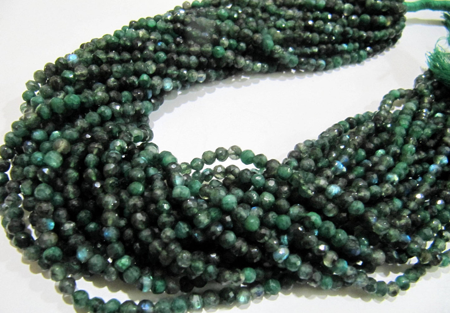 Natural Green Labradorite Round Faceted 4mm Beads  Strands 13 inch Long Top Quality Jewelry making Gemstone Beads