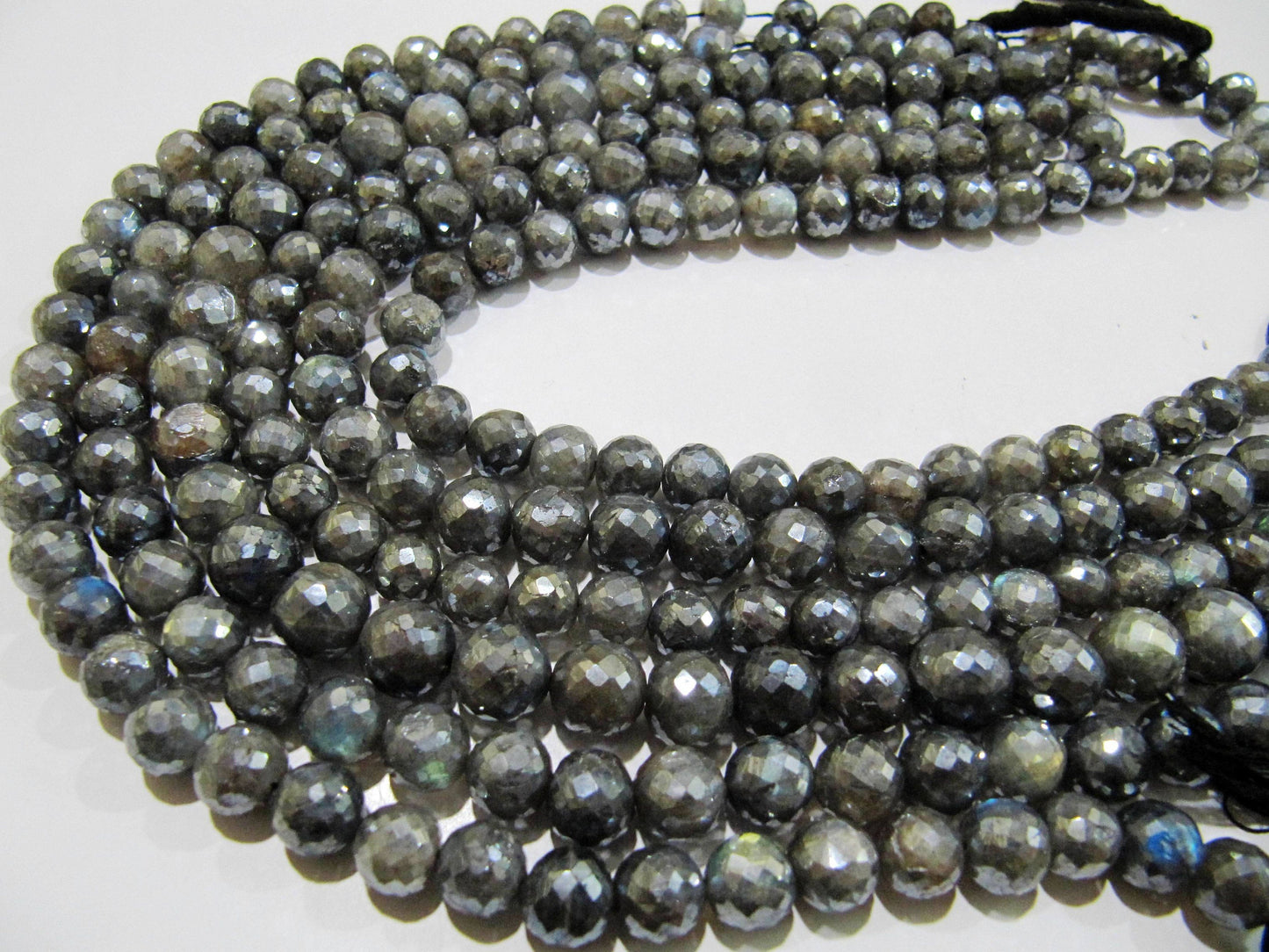 Natural Labradorite Mystic AB Silver Coated Round Faceted 8 to10mm Beads Strands 8 inch Long Top Quality Jewelry making Gemstone Beads
