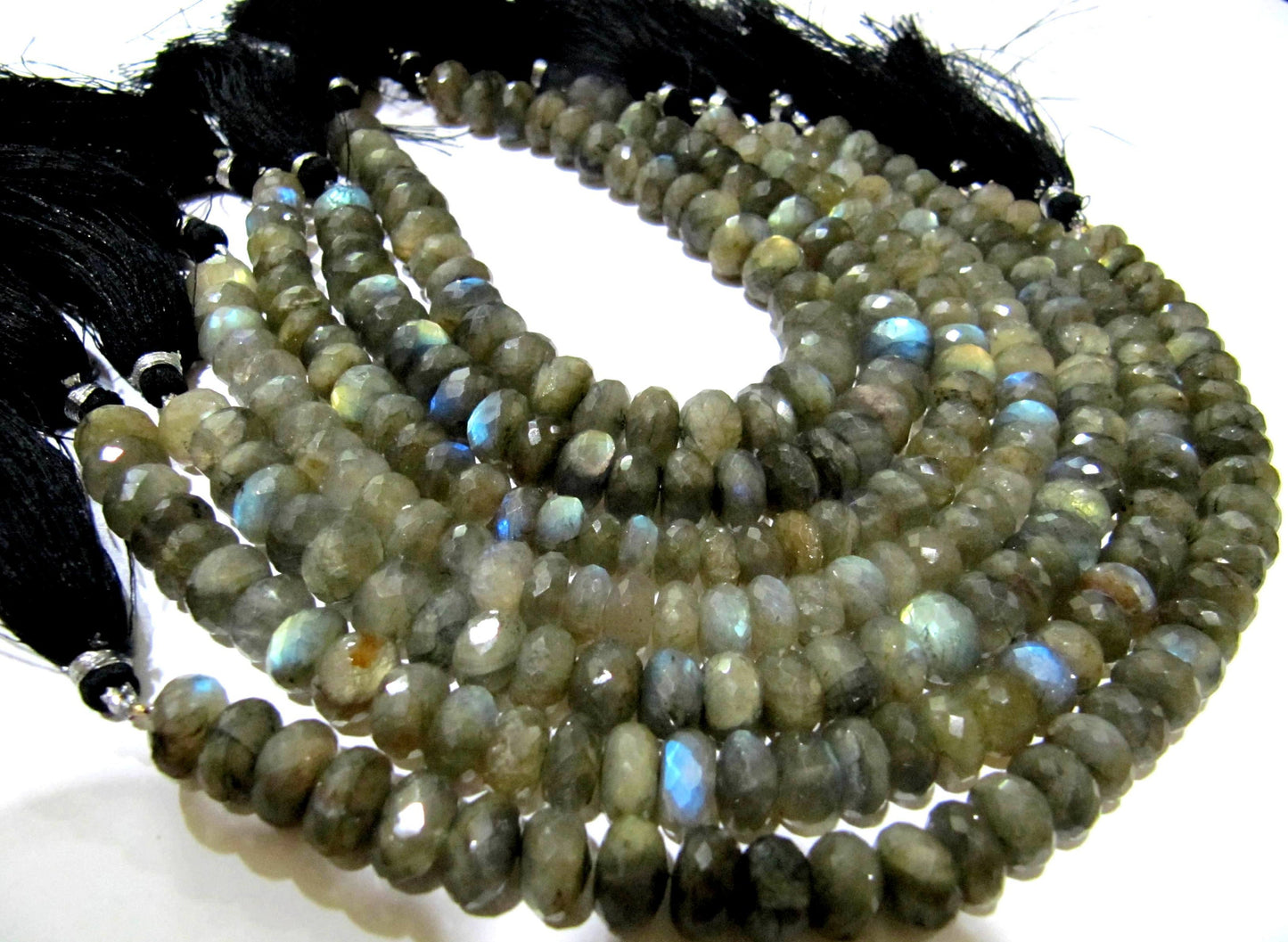 Natural Labradorite Rondelle Faceted 8-12mm Beads Blue Flashy Strands 8 inch Long Top Quality Black Rainbow Jewelry making Gemstone Beads
