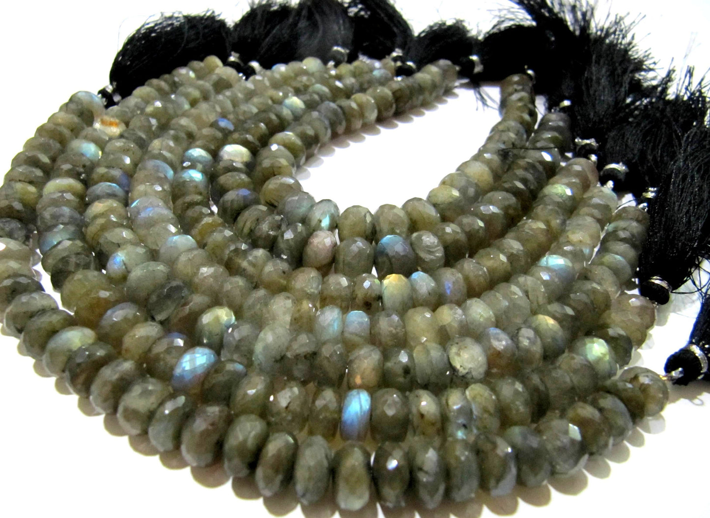 Natural Labradorite Rondelle Faceted 8-12mm Beads Blue Flashy Strands 8 inch Long Top Quality Black Rainbow Jewelry making Gemstone Beads
