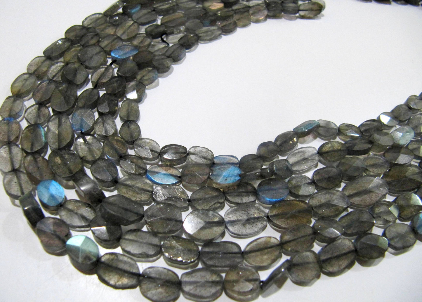 Natural Labradorite Oval Faceted 6-10mm Beads Blue Flashy Strands 13 inch Long Top Quality Black Rainbow Jewelry making Gemstone Beads