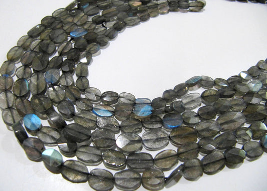 Natural Labradorite Oval Faceted 6-10mm Beads Blue Flashy Strands 13 inch Long Top Quality Black Rainbow Jewelry making Gemstone Beads