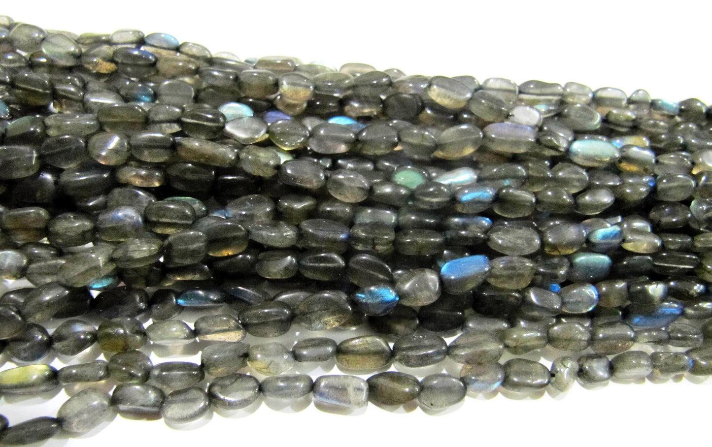 Natural Labradorite Oval Plain Smooth 6to10mm Beads Blue Flashy Strands 13 inch Long Top Quality Black Rainbow Jewelry making Gemstone Beads