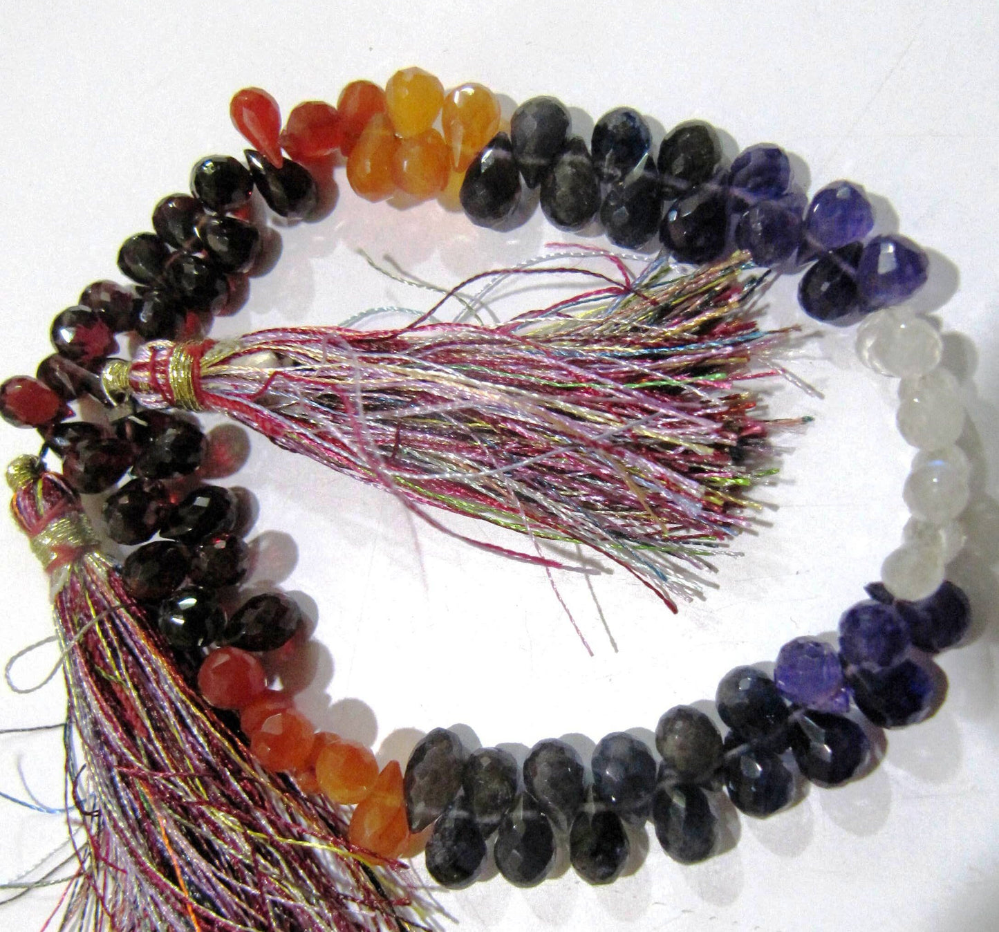 Natural Multi Gemstone Tear Drop shape Briolette Faceted 4x6 to 5x7 mm Beads Strand 8 inch long Very Good Quality beads Wholesale Prices