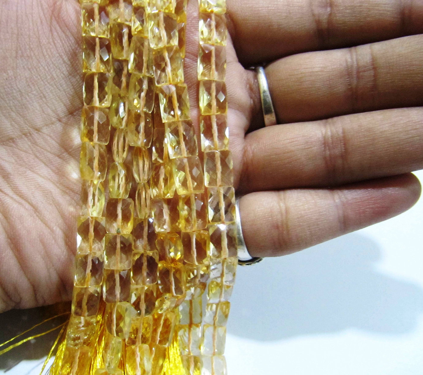 Natural Citrine Chiclet Rectangle  shape Briolette Faceted 6x8mm Beads Strand 8 inch long Gemstone Very Good Quality beads Wholesale Prices