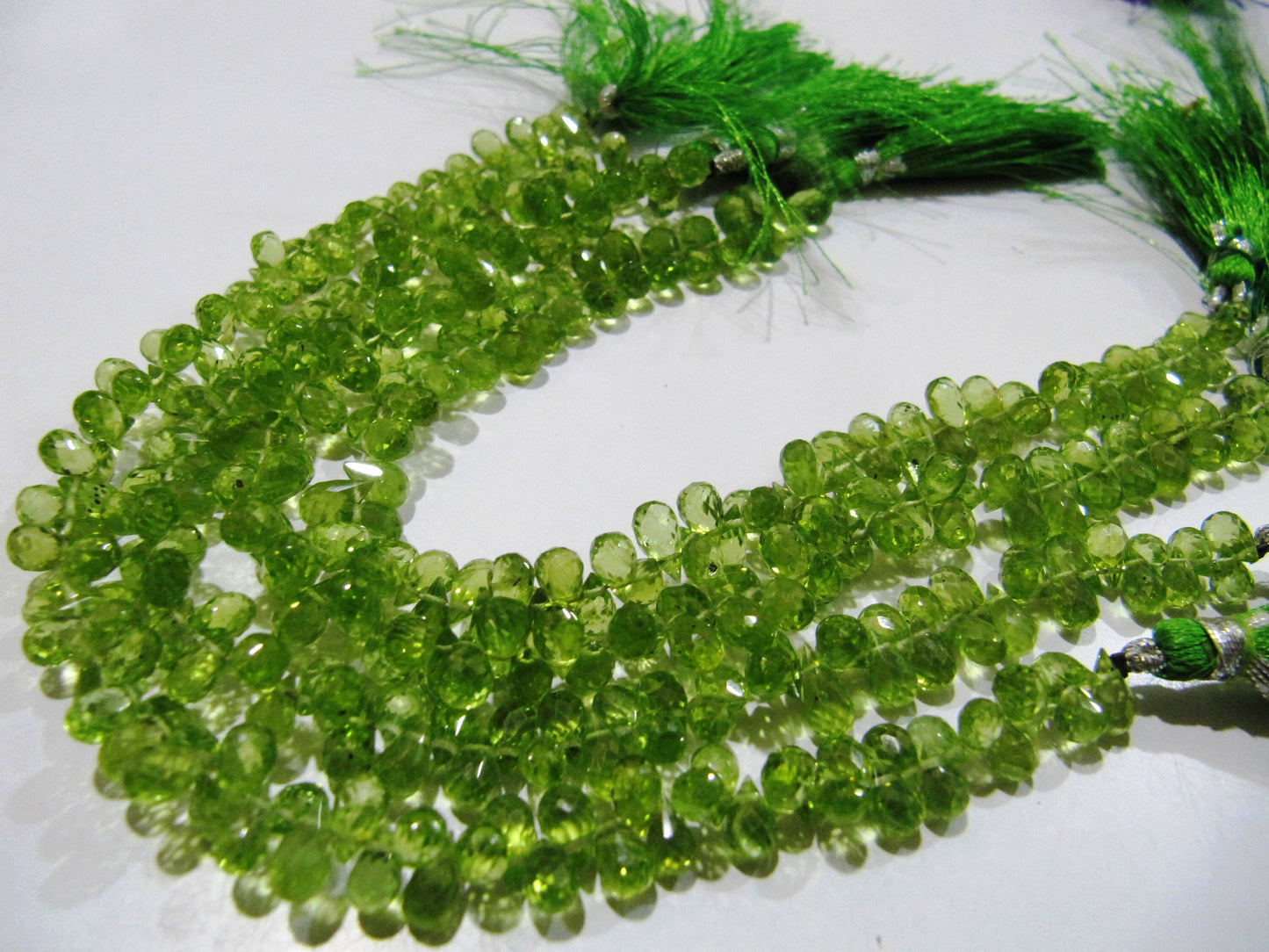 Natural Peridot Tear drop shape Briolette Faceted 4x6mm to 5x8mm Beads Strand 8inch long Gemstone Very Good Quality beads Wholesale Prices
