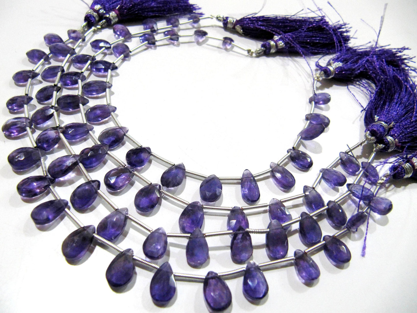 Natural Amethyst Pear Shape 6x9mm Briolette Faceted Beads Strand 8 inches long Wholesale Prices top quality jewelry making gemstone