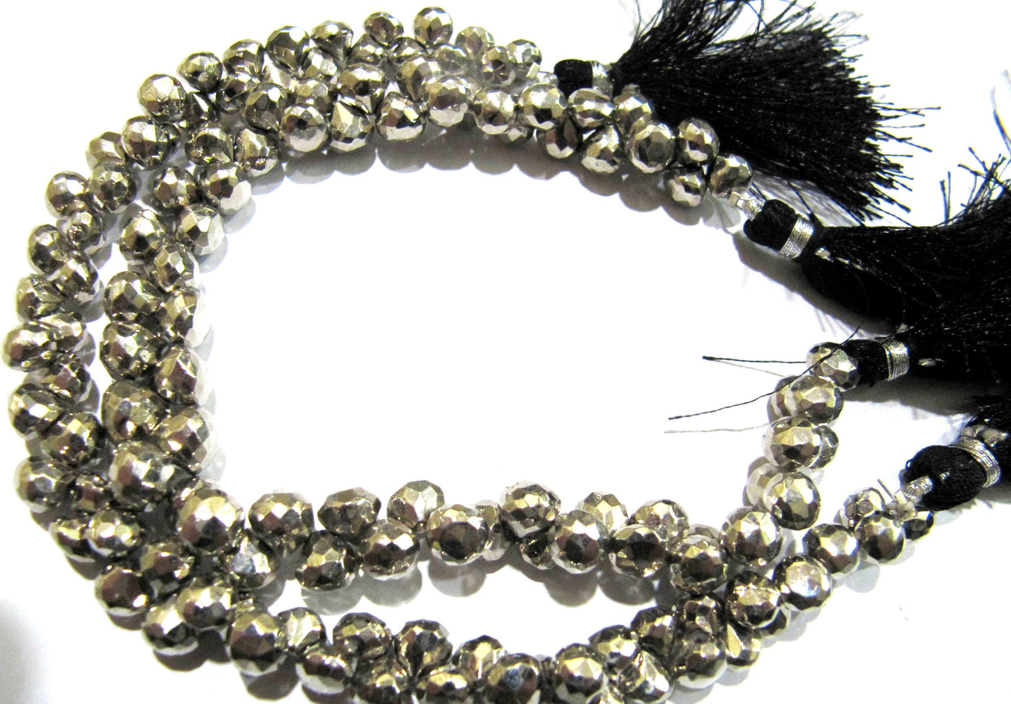 Natural Silver Pyrite Onion Shape Briolette Beads 7-8mm Top Quality Gemstone Beads Strand 8 inch Long Jewelry making beads